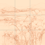 Sepia sketch with grid