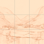 Sepia sketch with grid