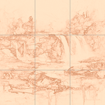 Sepia sketch with grid