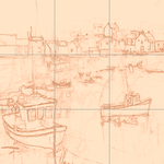 Sepia sketch with grid