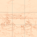 Sepia sketch with grid