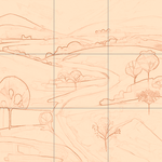 Sepia sketch with grid