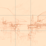 Sepia sketch with grid