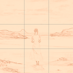 Sepia sketch with grid