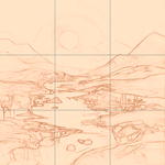 Sepia sketch with grid