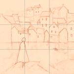 Sepia sketch with grid