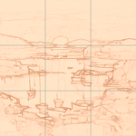 Sepia sketch with grid