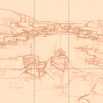 Sepia sketch with grid