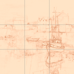 Sepia sketch with grid