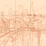 Sepia sketch with grid