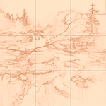 Sepia sketch with grid