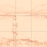 Sepia sketch with grid