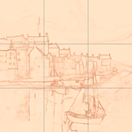 Sepia sketch with grid