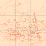 Sepia sketch with grid