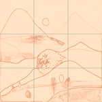 Sepia sketch with grid