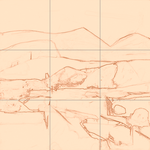 Sepia sketch with grid