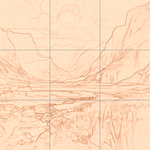 Sepia sketch with grid