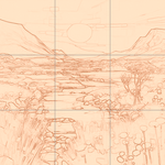 Sepia sketch with grid