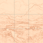 Sepia sketch with grid