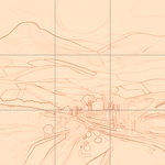 Sepia sketch with grid