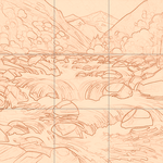 Sepia sketch with grid