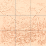 Sepia sketch with grid