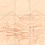 Sepia sketch with grid