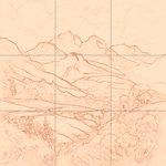 Sepia sketch with grid