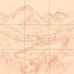 Sepia sketch with grid