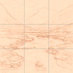 Sepia sketch with grid