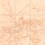 Sepia sketch with grid