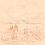 Sepia sketch with grid