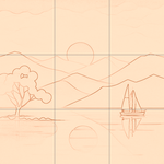 Sepia sketch with grid