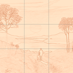 Sepia sketch with grid