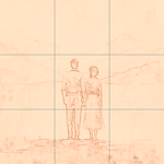 Sepia sketch with grid