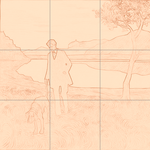 Sepia sketch with grid