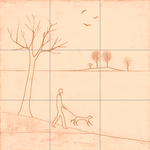 Sepia sketch with grid