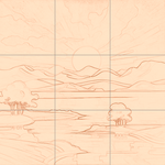 Sepia sketch with grid