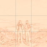 Sepia sketch with grid