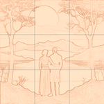 Sepia sketch with grid