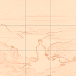 Sepia sketch with grid