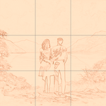 Sepia sketch with grid