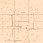 Sepia sketch with grid