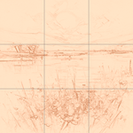 Sepia sketch with grid