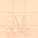 Sepia sketch with grid