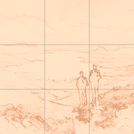 Sepia sketch with grid