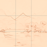 Sepia sketch with grid