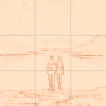 Sepia sketch with grid