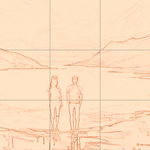 Sepia sketch with grid