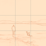 Sepia sketch with grid